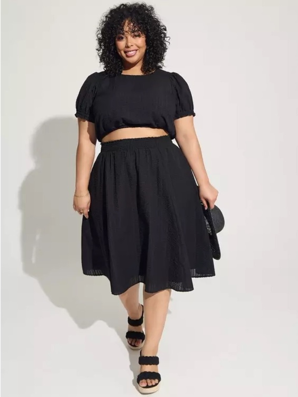 Torrid Midi Seersucker Smocked Skirt Set